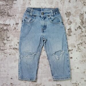 VTG Levi's 565 Orange Tab Toddler Jeans 3T Light Wash Distressed Thrashed 90s